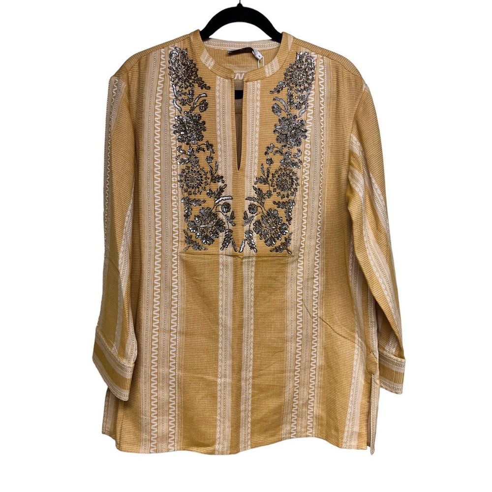 Tory Burch Sequin Embellished‎ Tunic Orange/Ivory Women’s Size 10